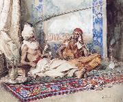 Attilio Simonetti Arabs in an interior oil painting artist